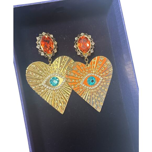 Swarovski Women's Metallic Lucky Goddess Heart Clip Earrings - Picture 2 of 5